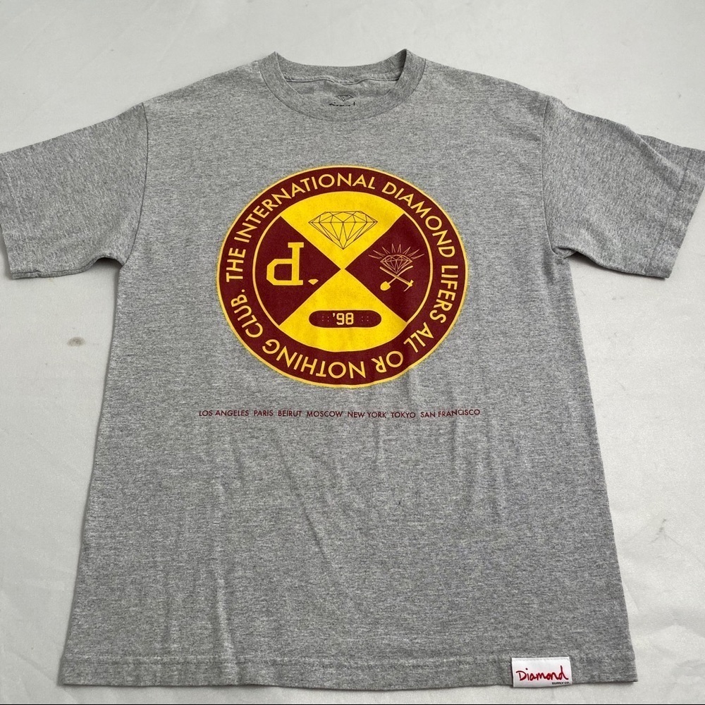 Diamond Supply Co multicolor gray red yellow short sleeve t-shirt M